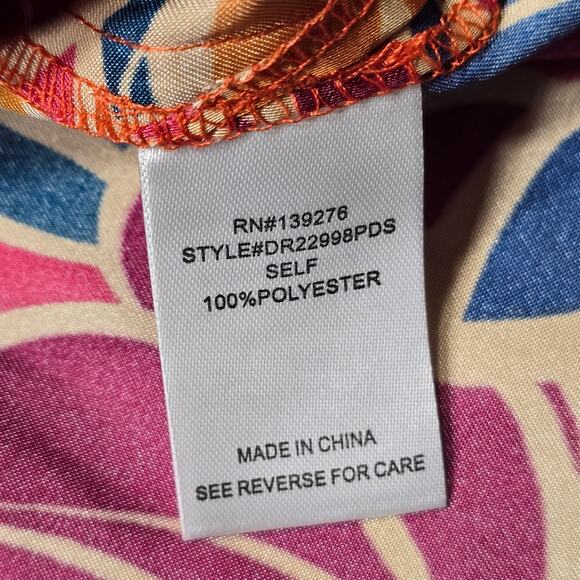 DR2 Orange Floral Shirt NEW Button Up Short Sleeves Hawaiian Women's Size L Top - Picture 4 of 7